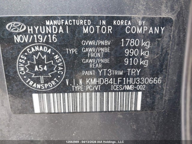 KMHD84LF1HU330666 Hyundai Elantra Se/value/limited