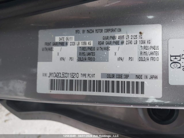 Продажа на аукционе авто 2012 Mazda 5, vin: JM1CW2CL5C0118210, номер лота: 12583049