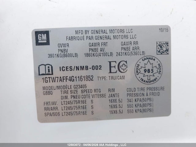 1GTW7AFF4G1161852 GMC Savana 2500 1wt