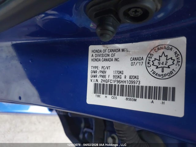 2HGFC1F96HH109973 Honda Civic Touring