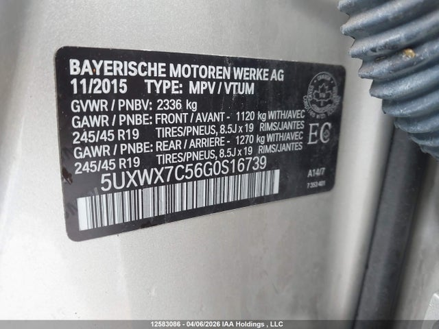 5UXWX7C56G0S16739 BMW X3 Xdrive35i