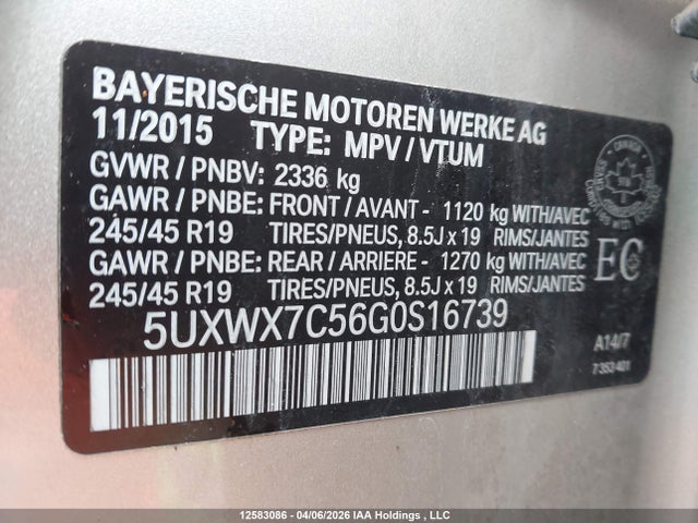 5UXWX7C56G0S16739 BMW X3 Xdrive35i