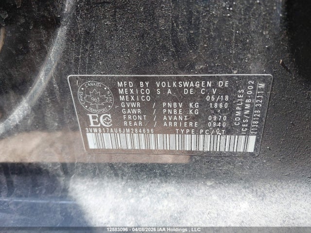3VWB17AU6JM284696 Volkswagen Golf 1.8 Tsi Comfortline/1.8 Tsi Highline/1.8 Tsi Trendline