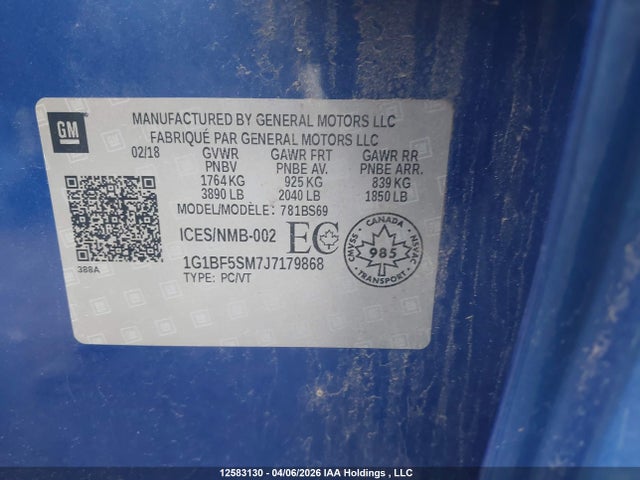 1G1BF5SM7J7179868 Chevrolet Cruze Premier Auto