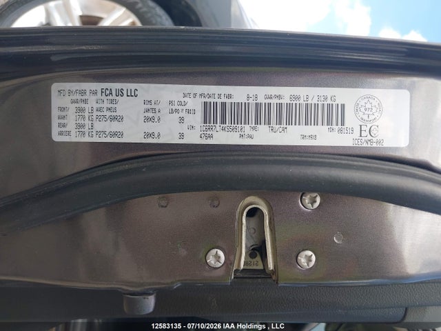 12583135 :رقم المزاد ، 1C6RR7LT4KS509101 vin ، 2019 Ram 1500 Classic Slt مزاد بيع