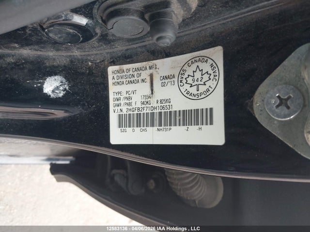 Aukcja sprzedaży 2013 Honda Civic Touring, vin: 2HGFB2F71DH106531, numer aukcji: 12583136