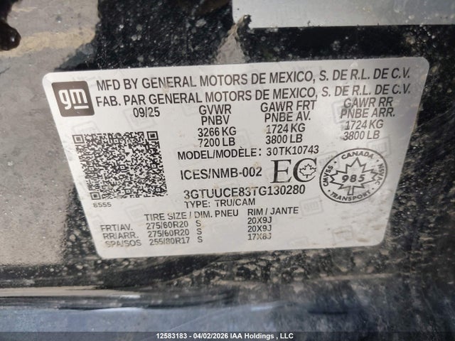 GMC Sierra K1500 Elevation 2026 3GTUUCE83TG130280 Image 9