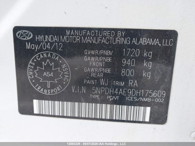 Продаж на аукціоні авто 2013 Hyundai Elantra, vin: 5NPDH4AE9DH175609, номер лоту: 12583229