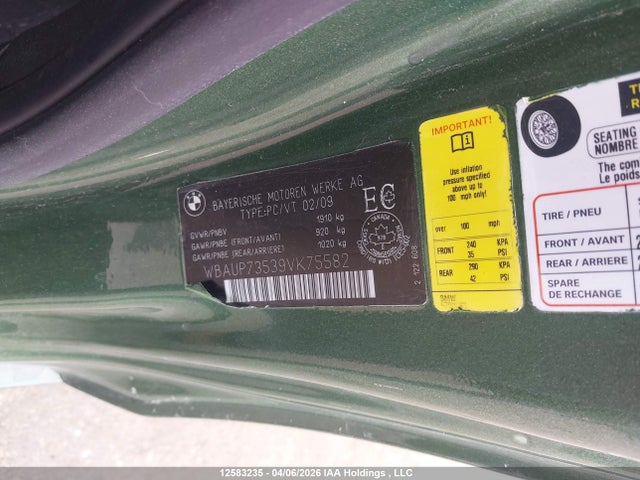 Aukcja sprzedaży 2009 Bmw 128i, vin: WBAUP73539VK75582, numer aukcji: 12583235