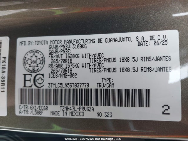 3TYLC5LN5ST037770 Toyota Tacoma