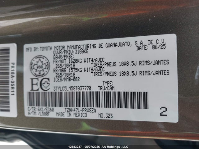 3TYLC5LN5ST037770 Toyota Tacoma