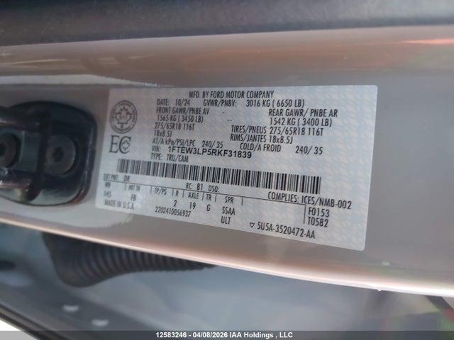 Ford F-150 Xlt 2024 1FTEW3LP5RKF31839 Image 9