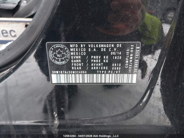 12583284 :رقم المزاد ، 3VW1K7AJ3EM324964 vin ، 2014 Volkswagen Jetta 2.0l Trendline/2.0l Trendline+ مزاد بيع