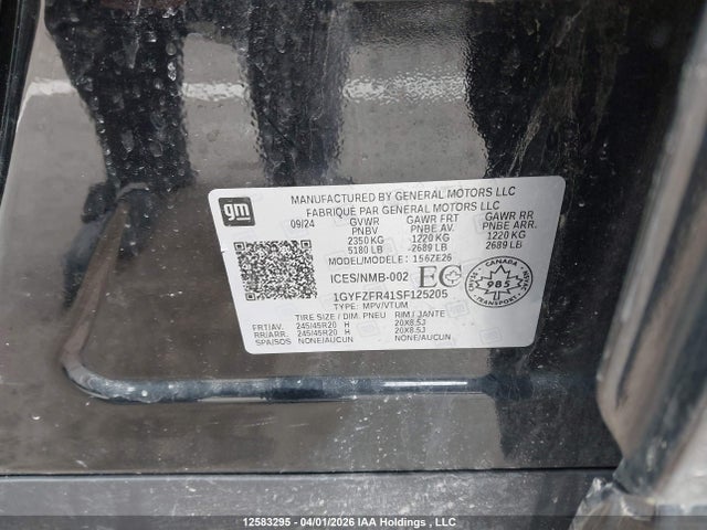 1GYFZFR41SF125205 Cadillac XT4 SPORT