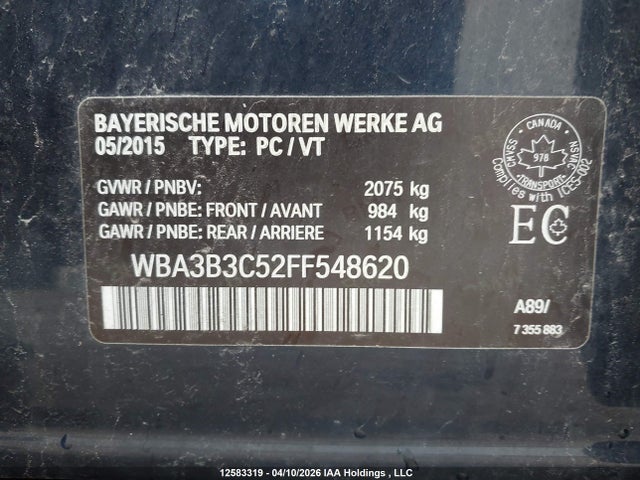 Продаж на аукціоні авто 2015 Bmw 328 Xi, vin: WBA3B3C52FF548620, номер лоту: 12583319
