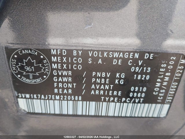 3VW1K7AJ7EM220588 Volkswagen Jetta 2.0l Trendline/2.0l Trendline+