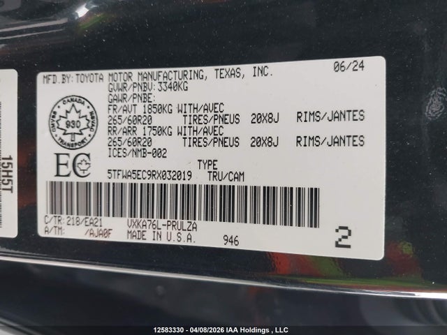 5TFWA5EC9RX032019 Toyota Tundra Limited 4x4