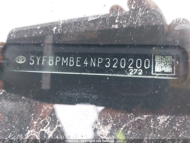 2022 Toyota Corolla Le მანქანა იყიდება აუქციონზე, vin: 5YFBPMBE4NP320200, აუქციონის ნომერი: 12583335