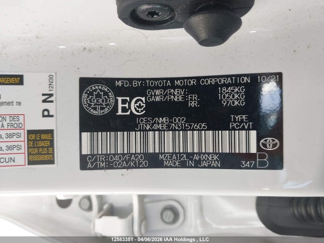 JTNK4MBE7N3157605 Toyota COROLLA SE