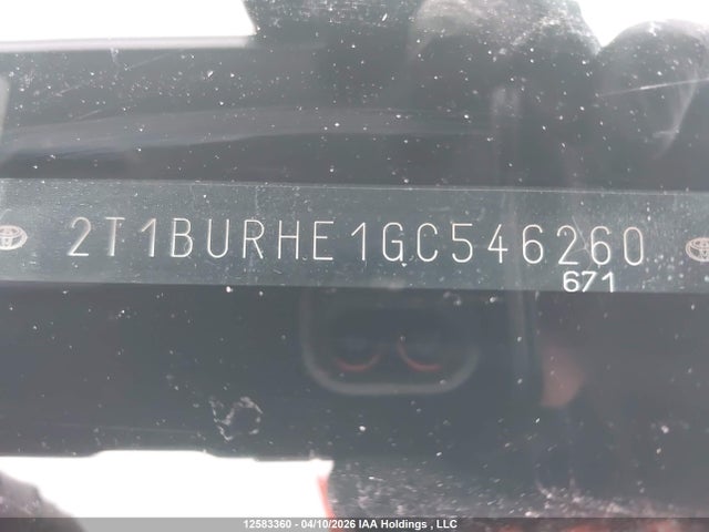 2T1BURHE1GC546260 Toyota COROLLA LE