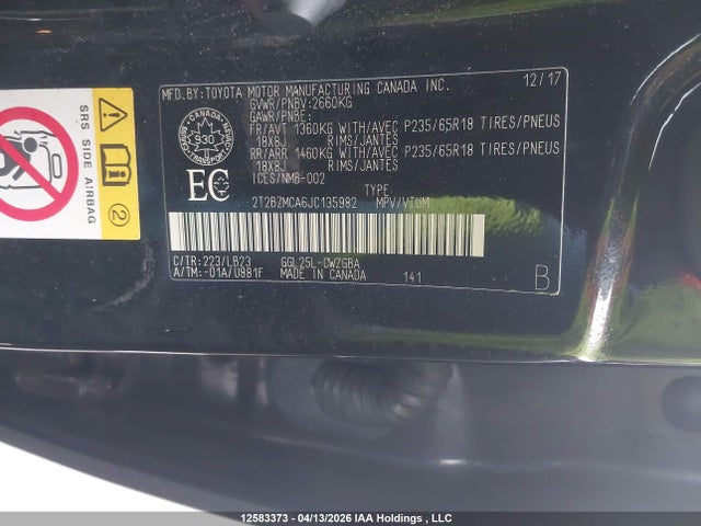 2018 Lexus Rx 350 მანქანა იყიდება აუქციონზე, vin: 2T2BZMCA6JC135982, აუქციონის ნომერი: 12583373