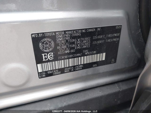 2023 Toyota Rav4 Xle მანქანა იყიდება აუქციონზე, vin: 2T3R1RFV9PC359947, აუქციონის ნომერი: 12583377