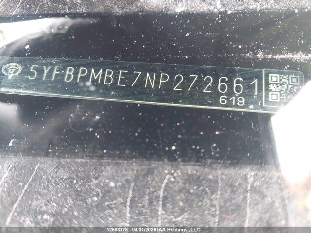 12583378 :رقم المزاد ، 5YFBPMBE7NP272661 vin ، 2022 Toyota Corolla L مزاد بيع