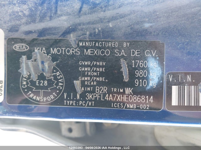 3KPFL4A7XHE086814 KIA Forte Ex/ex Luxury/ex+/lx/lx+