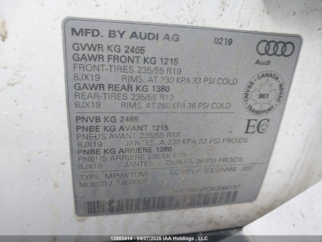 WA1BNAFY3K2060157 Audi Q5