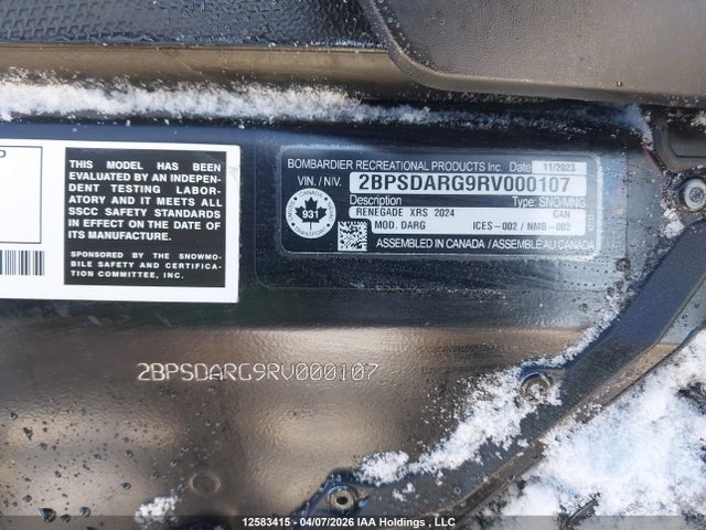 2BPSDARG9RV000107 Skidoo Skidoo