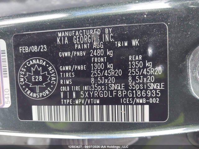 Продажа на аукционе авто 2023 Kia Sorento, vin: 5XYRGDLF8PG186935, номер лота: 12583427