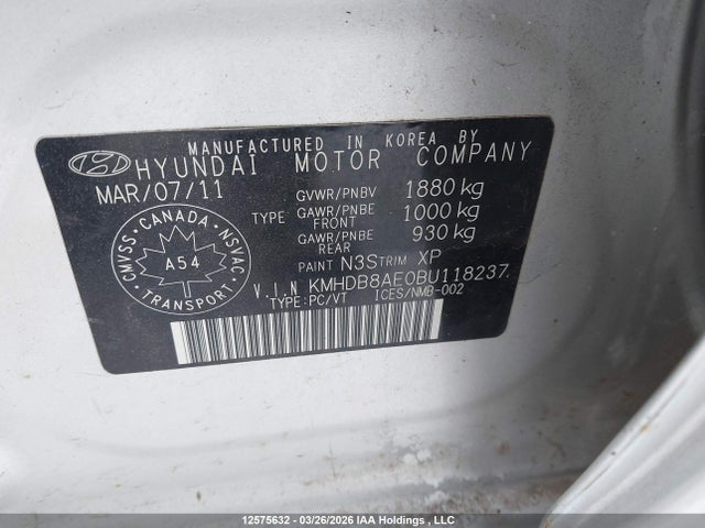 Продаж на аукціоні авто 2011 Hyundai Elantra Touring Gl, vin: KMHDB8AE0BU118237, номер лоту: 12575632