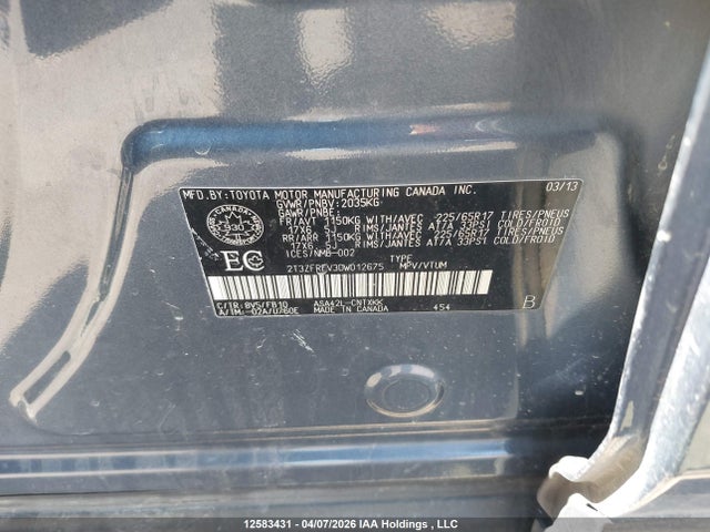 2013 Toyota Rav4 Le მანქანა იყიდება აუქციონზე, vin: 2T3ZFREV3DW012675, აუქციონის ნომერი: 12583431
