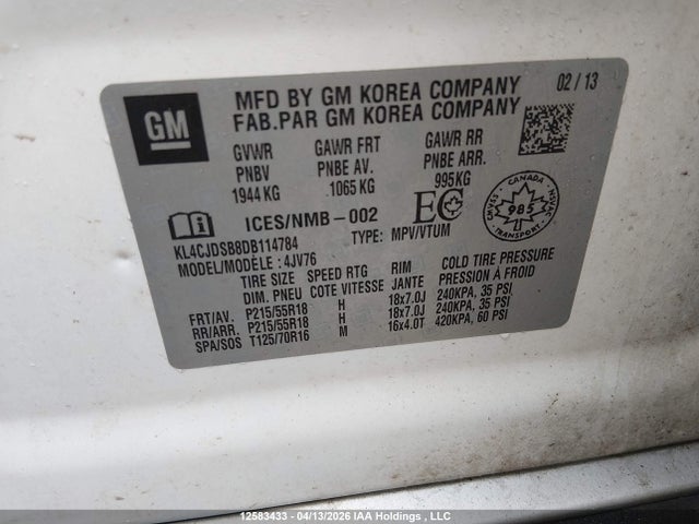 Продажа на аукционе авто 2013 Buick Encore Premium, vin: KL4CJDSB8DB114784, номер лота: 12583433