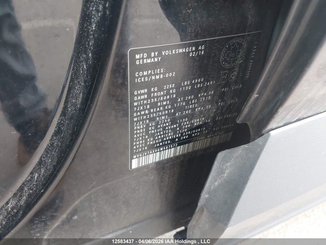 WVGJV7AX0GW587572 Volkswagen Tiguan Comfort/high/r-line/sp Ed