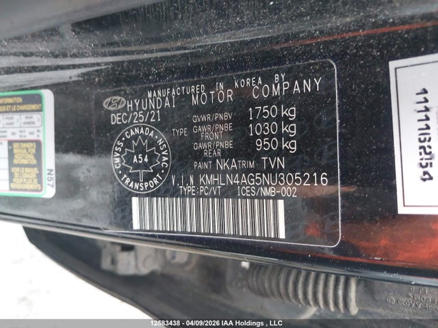 KMHLN4AG5NU305216 Hyundai Elantra