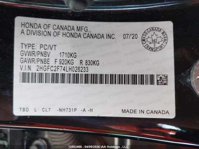 Honda CIVIC EX 2020 2HGFC2F74LH026233 Image 18
