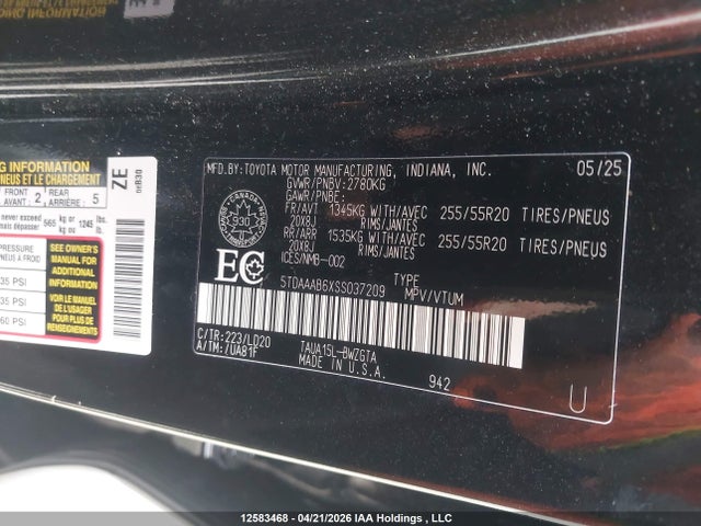Lexus Tx 350 2025 5TDAAAB6XSS037209 Image 9
