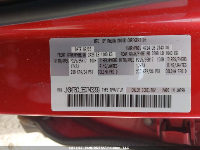 Aukcja sprzedaży 2025 Mazda Cx-5 Preferred, vin: JM3KFBCL3S0743299, numer aukcji: 12583469