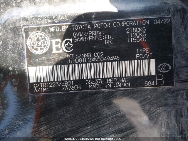 JTHD81F2XN5049496 Lexus Is 300 300