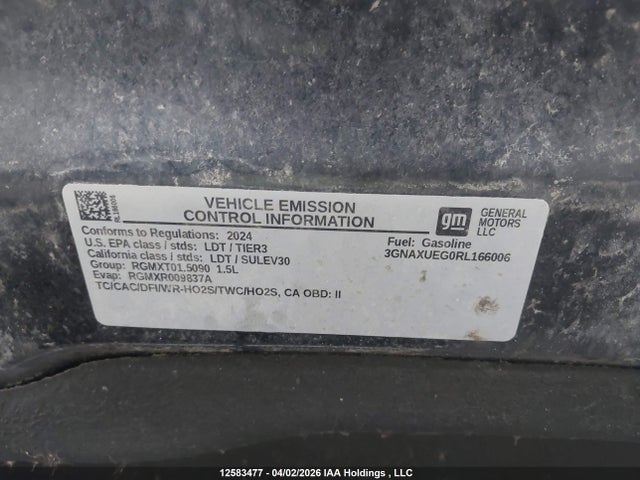 2024 Chevrolet Equinox Lt მანქანა იყიდება აუქციონზე, vin: 3GNAXUEG0RL166006, აუქციონის ნომერი: 12583477