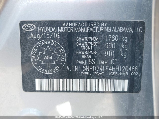 Продаж на аукціоні авто 2017 Hyundai Elantra Le, vin: 5NPD74LF4HH120466, номер лоту: 12583483
