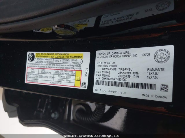 Продаж на аукціоні авто 2026 Honda Cr-v Touring Hybrid, vin: 2HKRS6H94TH201950, номер лоту: 12583491