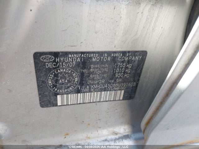 2008 Hyundai Elantra მანქანა იყიდება აუქციონზე, vin: KMHDU45D88U391603, აუქციონის ნომერი: 12583496