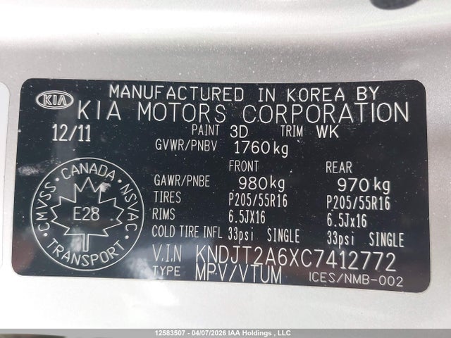Aukcja sprzedaży 2012 Kia Soul +/!/sport, vin: KNDJT2A6XC7412772, numer aukcji: 12583507