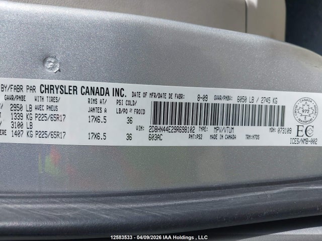 Продаж на аукціоні авто 2009 Dodge Grand Caravan Se, vin: 2D8HN44E29R698102, номер лоту: 12583533