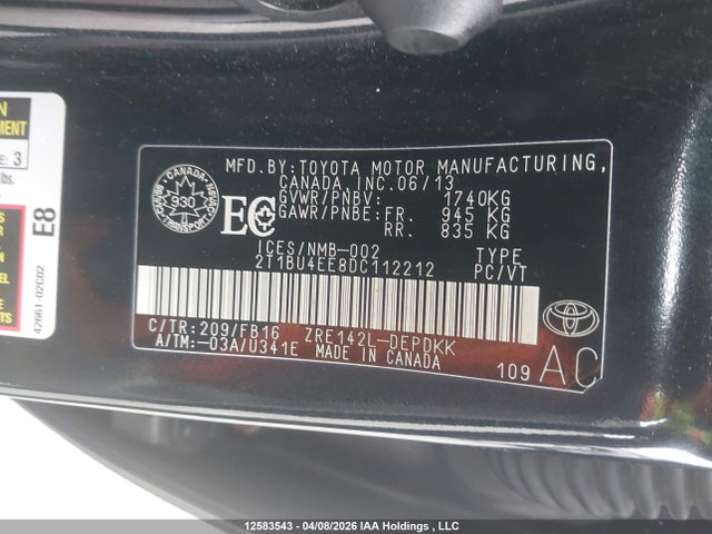 Aukcja sprzedaży 2013 Toyota Corolla Ce, vin: 2T1BU4EE8DC112212, numer aukcji: 12583543