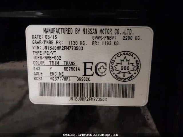 JN1BJ0HR2FM773503 Infiniti QX50