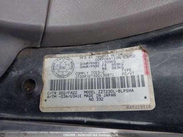Продажа на аукционе авто 2002 Toyota Celica Gt, vin: JTDDR32T820130871, номер лота: 12583559