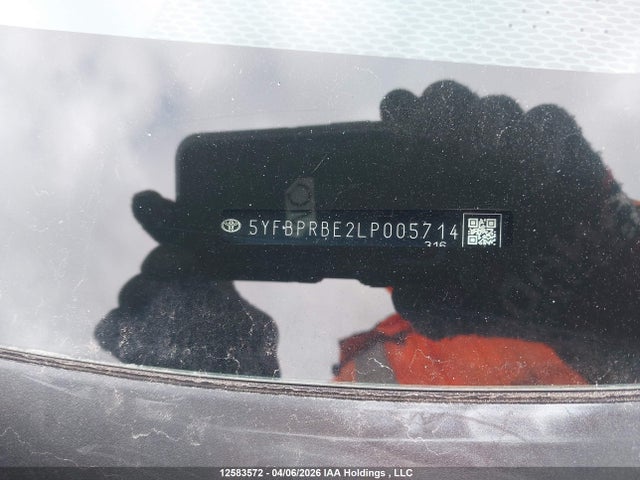 2020 Toyota Corolla L მანქანა იყიდება აუქციონზე, vin: 5YFBPRBE2LP005714, აუქციონის ნომერი: 12583572